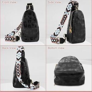 Leopard Print Black Crossbody Bag sling bad faux leather